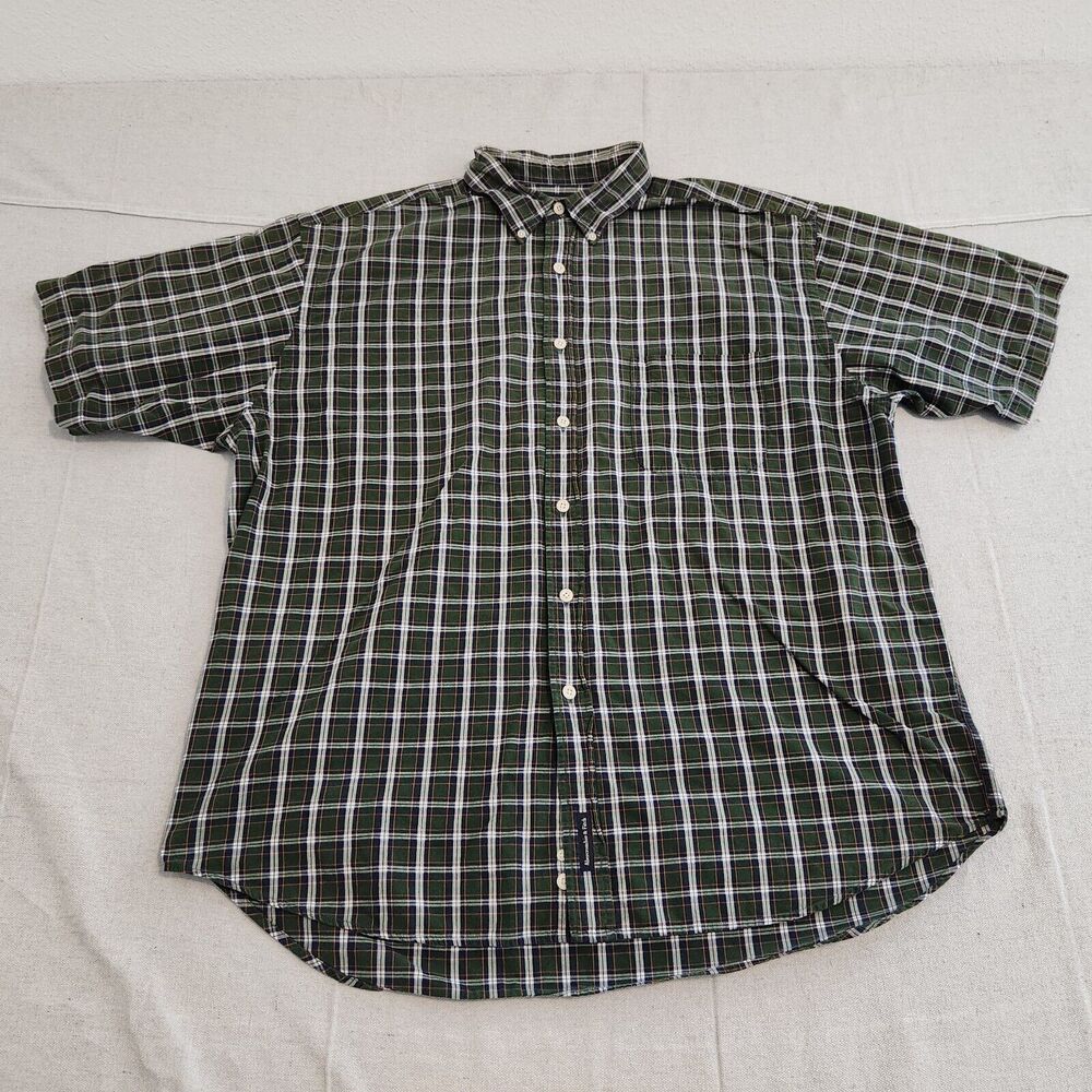 Abercrombie & Fitch Shirt Men Large Green Short Sleeve Button Down Cotton Casual